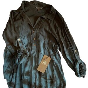 Rock&Republic Black and Blue popover woven Shirt